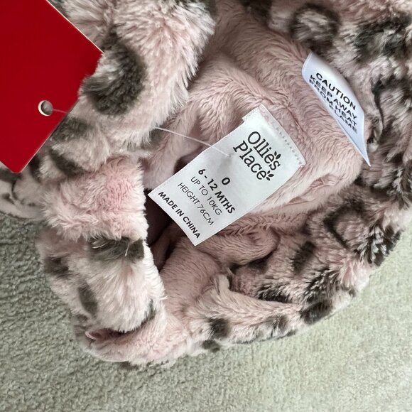 NWT Ollie’s Place Baby Girl Animal Print Faux Fur Bunting One Piece 6-12m - Picture 2 of 10